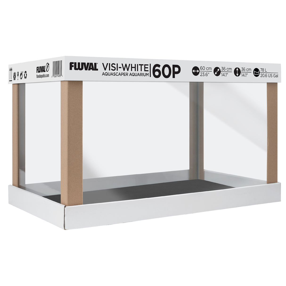 Fluval Visi-White 60P Rimless Aquarium - 20.6 US Gal / 78 L | Aquariums | Largest Tropical Fish Selection at Your Local Fish Store