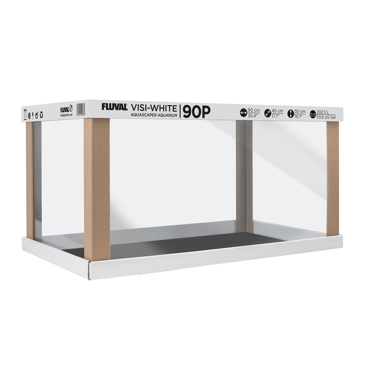 Fluval Visi-White 90P Rimless Aquarium - 53.6 US Gal / 202.5 L | Aquariums | Largest Tropical Fish Selection at Your Local Fish Store