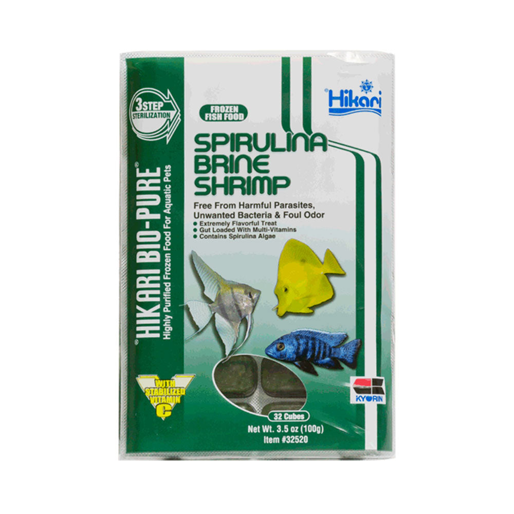 Hikari Frozen Spirulina Brine Shrimp 3.5oz Cube Bio Pure | Livestock Food | Largest Tropical Fish Selection at Your Local Fish Store