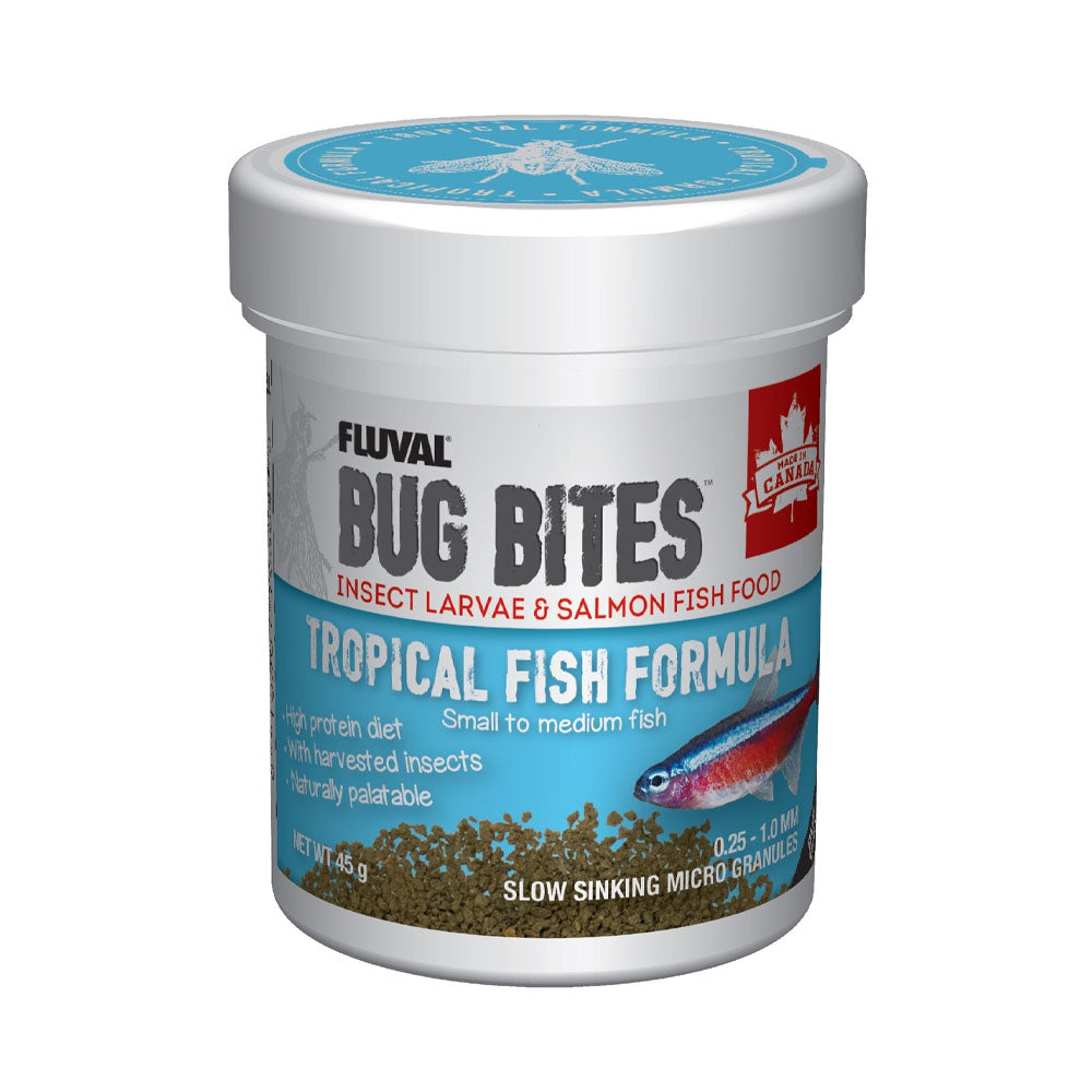 Fluval Bug Bites Tropical Fish Formula A6354 Small-Med 0.2-1.0mm grain | Livestock Food | Largest Tropical Fish Selection at Your Local Fish Store