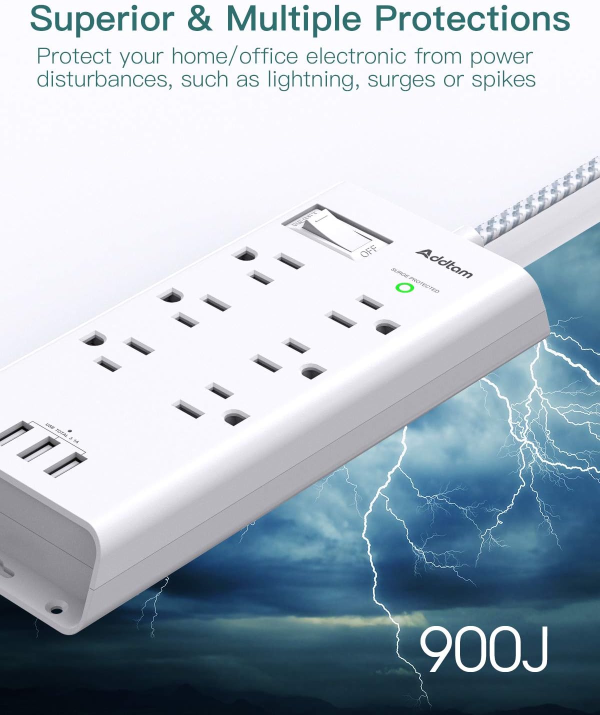 Power Strip Surge Protector - 10Ft Long Other Supplies 