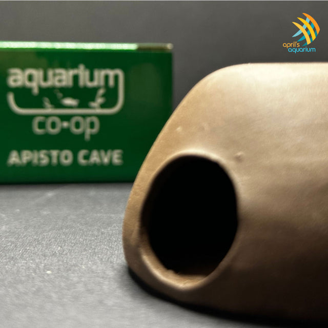 Terracotta Apistogramma Cave, perfect for spawning fish and providing shelter. Small size with a single hole entrance, flat-top design for easy stacking or integration into rock structures