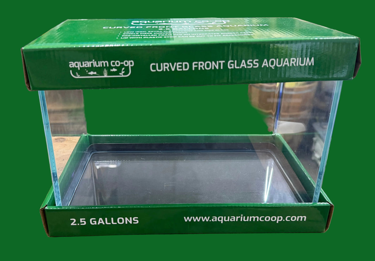 W.Y.S.I.W.Y.G.- 501 -  Aquarium Co-Op Curved Front - Low Iron - Glass Aquarium with glass cover 2.5G/10 Liter