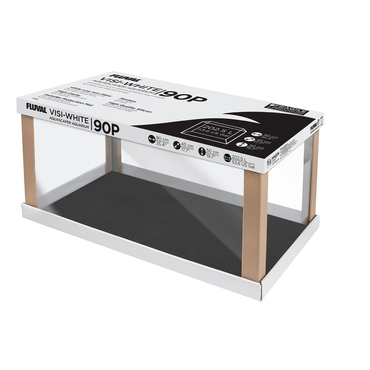 Fluval Visi-White 90P Rimless Aquarium - 53.6 US Gal / 202.5 L | Aquariums | Largest Tropical Fish Selection at Your Local Fish Store