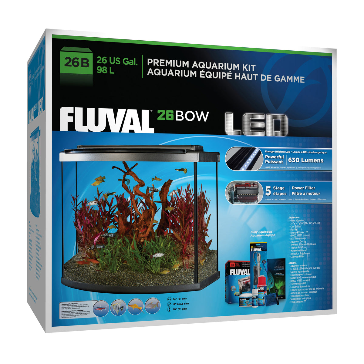 Fluval Premium Aquarium Kit with LED - 26 Bow - 98 L (26 US Gal)