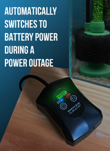 Aquarium Co-Op Air Pump with Battery Backup with Dual Outlet