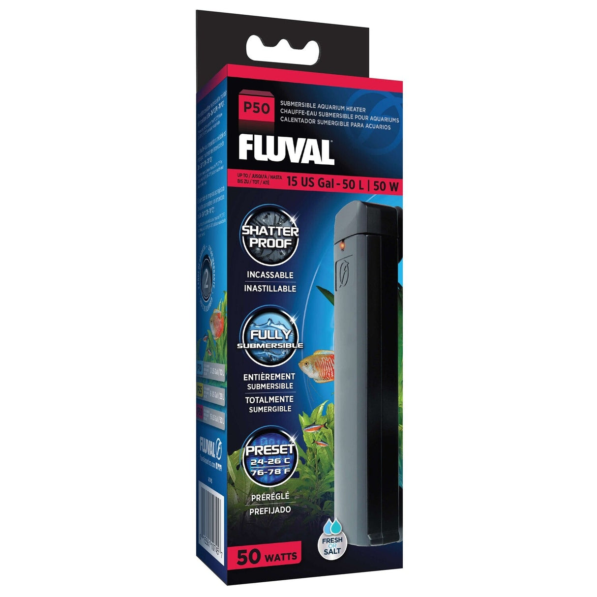 FLUVAL P50 Pre-Set Aquarium Heater 50w A745